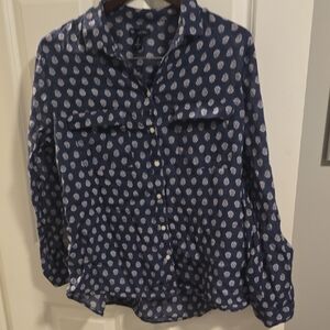 GAP Dark Blue Shirt with Light Pink Floral Pattern